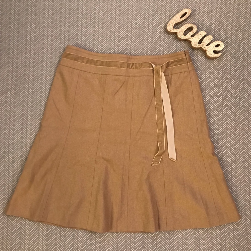 LOFT Wool Skirt w/ Velvet Ribbon Belt